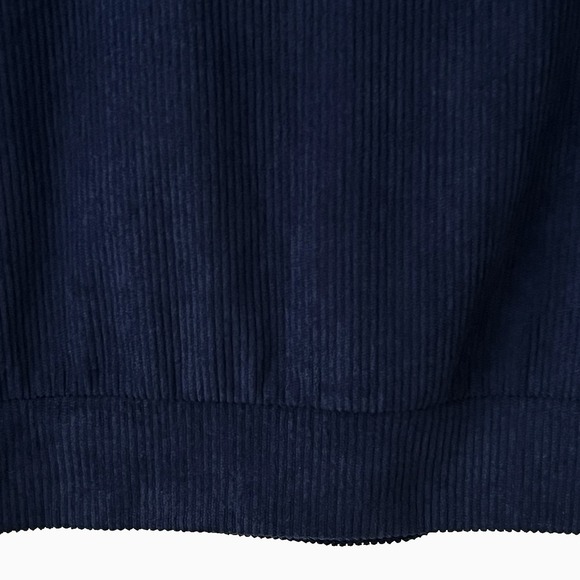 Hengsheng Jeans Corduroy-Look Pullover Shirt L-XL Blue Long Sleeve Elbow Patches - Picture 7 of 9